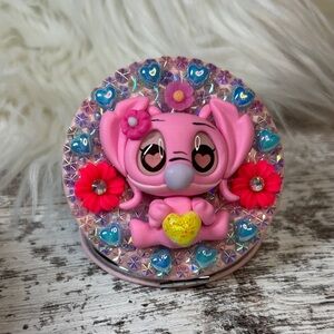 Pink Angela Compact Mirror Handmade
